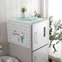 家柏饰(CORATED)北欧风格滚筒洗衣机罩盖布单开双开冰箱盖巾防尘罩棉麻布艺 白格仙人掌 微波炉(35*100cm)