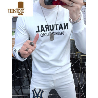 YANXU痞帅印花卫衣男高街无帽长袖t恤潮牌男装外套中性风上衣