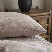 Bedtime创新面料素色棉麻四件套 双层纱套件日式侘寂风家居床品4