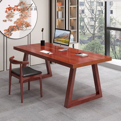 质凡全实木双人电脑桌台式卧室家用现代简约办公桌书桌工作台长条桌子 160*70*75cm