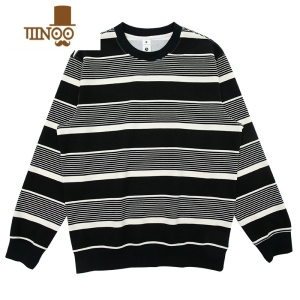 YANXU新款日系条纹圆领长袖打底衫男潮流针织宽松卫衣美式情侣复古