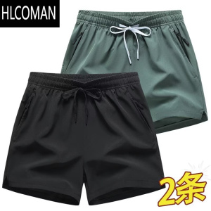 HLCOMAN短裤男士三分夏季薄款宽松紧腰裤头跑步运动休闲沙滩速干
