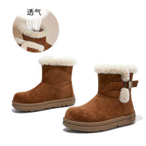 羊羔毛保暖雪地靴女冬季新款加厚加绒短靴休闲百搭复古靴子女