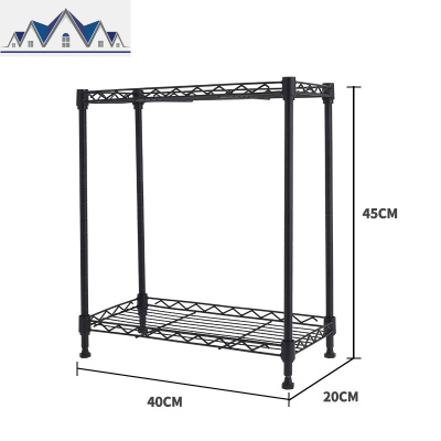 厨房放调料架子置物架落地2层三层不锈钢色黑色灶台面上收纳40*20 三维工匠