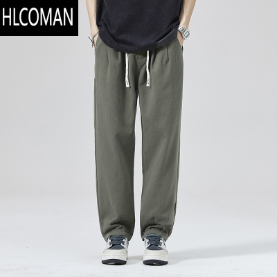 HLCOMAN直筒休闲裤子男美式宽松挺括男裤款复古休闲长裤男士