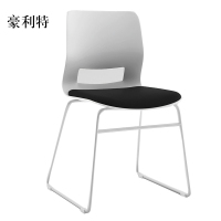 豪利特培训会议椅弓形椅洽谈椅无扶手黑色软包椅
