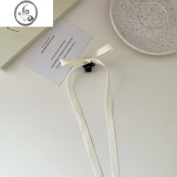 JiMi少女丝带芭蕾风奶油色蝴蝶结飘带抓夹女顶夹森系碎发夹ins边夹子