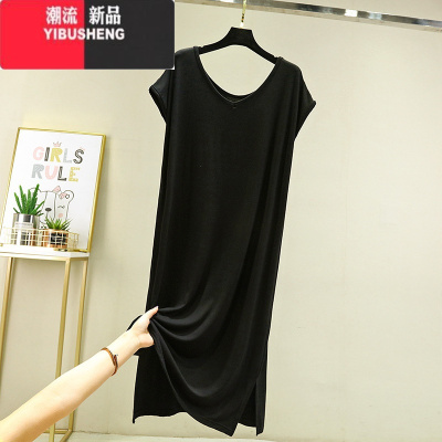YIBUSHENGV领莫代尔背心裙女宽松纯色打底裙外穿大码连衣裙薄款睡裙长裙