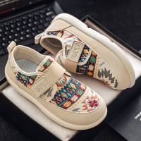 帆布鞋男鞋2026春季新款透气时尚平板鞋男士轻便薄款皮革布休闲鞋