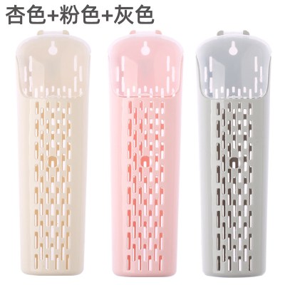 筷子篓筷子置物架带盖壁挂式免打孔家用收纳盒筷子笼厨房装筷子筒 敬平 3个装[灰色+粉色+杏色]筷笼