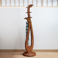 青木川 全实木衣架落地卧室衣帽架房间客厅家用小户型进门口入户带挂衣架一体立式简易家用衣服架杆创意琵琶挂衣服置物架