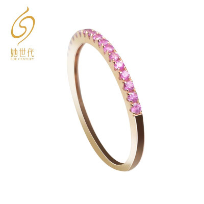 SHECENTURY18K玫瑰金天然粉红蓝宝石时尚戒指女士天然宝石首饰饰品春节礼物送恋人送老婆粉色蓝宝石(864879)9-21#请备注圈号