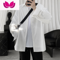 七斓设计感小众衬衫男夏季港风日系外套ins潮流休闲衬衣痞帅纯色长袖