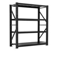 格具 黑色货架加粗加厚轻松安装仓储置物架 200*50*200承重200kg 5层
