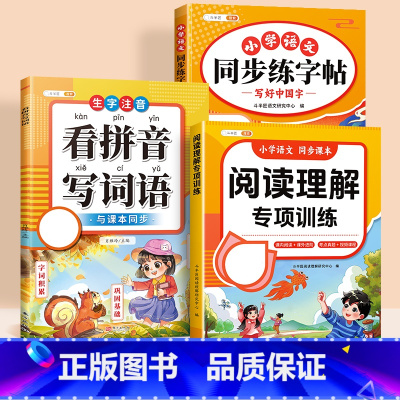 [语文能力提升]阅读理解+看拼音写词语+同步练字帖 一年级下 [正版]斗半匠小学语文阅读理解专项训练书一年级二年级下册三