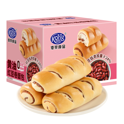 港荣Kong WENG黄油红豆卷面包450克箱装美味健康送给家人最温暖的关怀