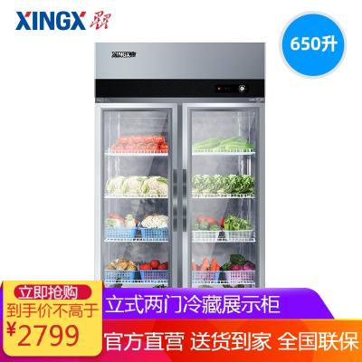 星星(XINGX)BC-650E冷藏柜便利店展示柜冷藏保鲜饮料柜超市商用厨房冰箱立式冰柜