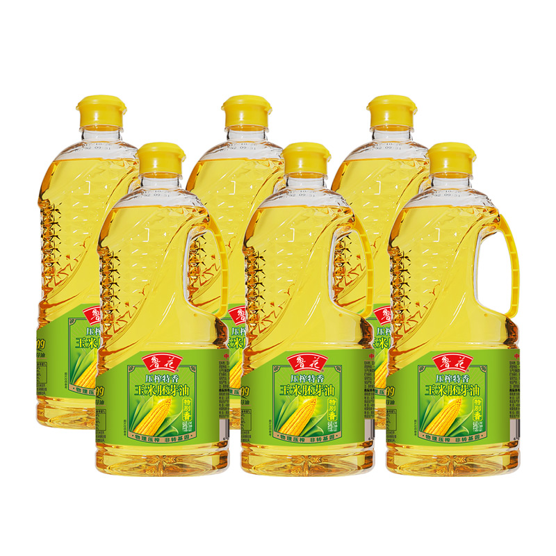 鲁花压榨特香玉米胚芽油1.6L*6优质非转基因玉米胚芽压榨工艺健康食用油整箱