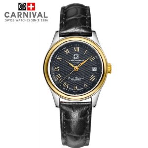 瑞士嘉年华CARNIVAL手表 时尚镶水钻女士石英表 日历防水 皮表带款时尚女表 腕表 全国联保8830L真皮表带