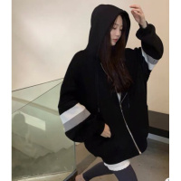 开衫灰色卫衣外套女秋季年新款复古chic港味中长款拉链上衣潮