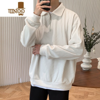 YANXU秋季新款半拉链卫衣男美式复古宽松休闲设计感小众上衣纯色套头衫