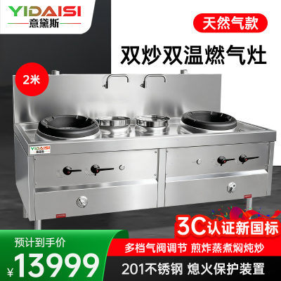 意黛斯 商用燃气大锅灶 猛火灶商用单位学校食堂电磁猛火大炒锅饭店酒店 双头双尾 YDS-YNSSW35/20T天然
