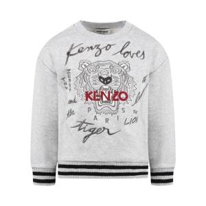 高田贤三(Kenzo)灰色棉质徽标圆领卫衣男童长袖运动休闲百搭套头 白色 14Y