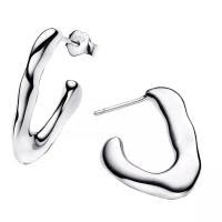 pandora银色女士时尚简约百搭 hoops 圆环耳环