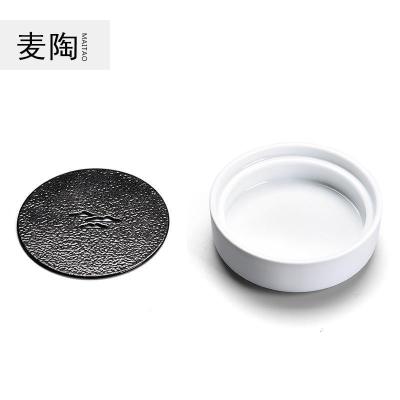 美帮汇功夫茶盘黑陶茶海壶承黑白群山陶瓷茶具干泡盘储水式迷你壶托茶托