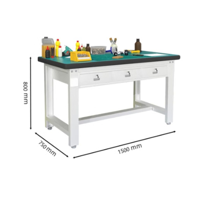 洛来宝防静电工作台重型钳工操作台工业车间维修操作工具台1.5*0.75*0.8m,绿色,冷轧钢板