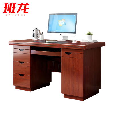 班龙1.4米办公桌红棕色张