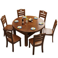 德诚和橡胶木圆形餐桌 直径1500*750mmH(含木质转盘)+10把餐椅套
