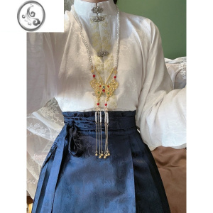 JiMi蝴蝶璎珞项链马面裙上衣配饰古风汉服吊坠流苏链配眀制颈饰铃铛 长相守项链