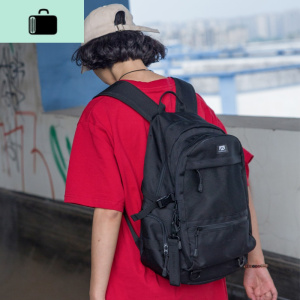 韩国ins风简约百搭初中生大学生书包女韩版高中潮牌双肩包男背包NEW LAKE 黑色 黑色现货