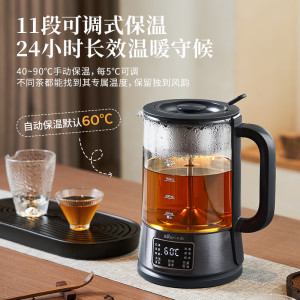 小熊bear智能养生壶1.5L高硼硅玻璃底盘加热温度显示轻巧设计 无滤筒款