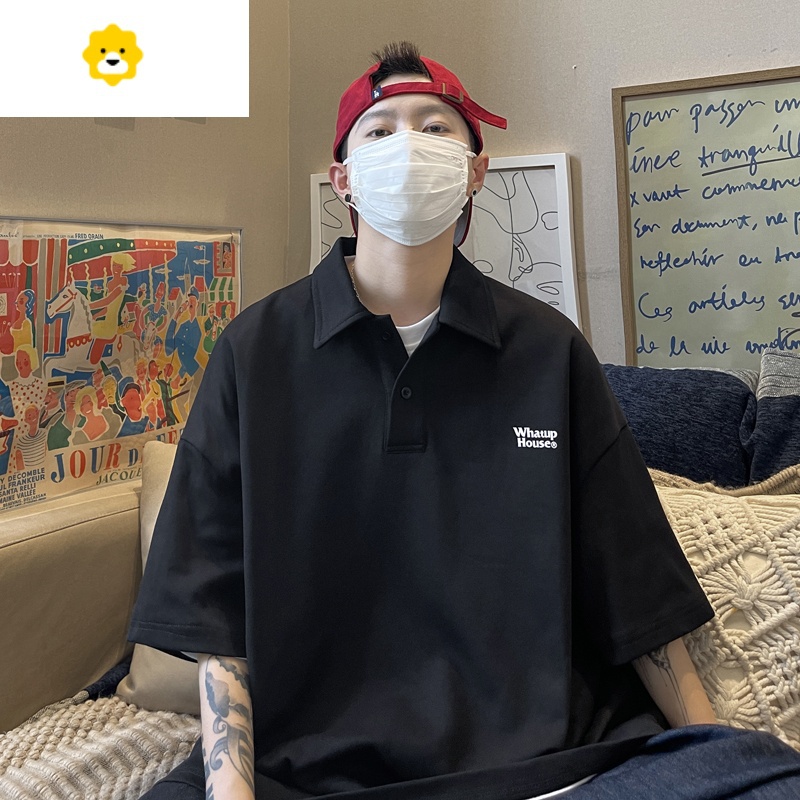 fish basketpolo衫男季短袖t恤衣服原创山系美式复古半袖