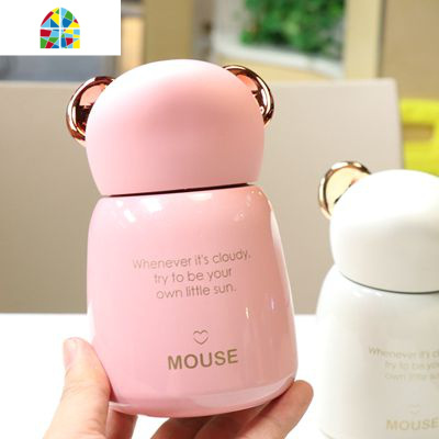 未来鼠小保温杯可爱迷男你女学生便携水杯 女士儿童304不锈钢杯子 FENGHOU 精灵鼠黑色300ml