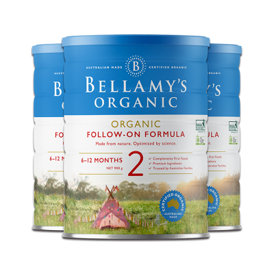 直邮澳大利亚Bellamy's贝拉米有机婴幼儿奶粉2段900g/罐澳洲原箱发货