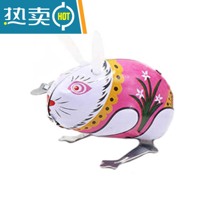 80后经典传统怀旧铁皮青蛙兔子公鸡老鼠玩具儿童上链发条玩具真智力1个兔子-