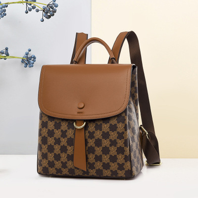 Ceba双肩包女2023新款时尚韩版百搭简约大容量旅行女士背包软皮