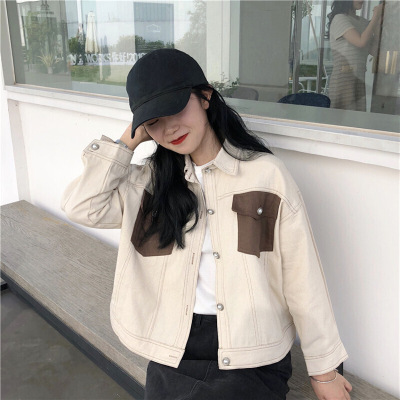 迪鲁奥（DILUAO)鮀品女装2021年秋季新款宽松工装上衣时尚纯色常规袖外套女学生米白色均码图片色默认颜色默认尺寸