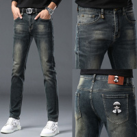 秋冬新款欧洲站轻奢潮牌牛仔裤弹力修身小直筒裤潮流百搭