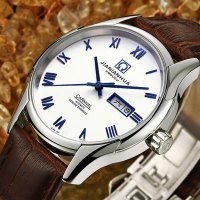 瑞士嘉年华CARNIVAL全自动机械表 男表休闲时尚手表防水真皮表带腕表男士手表双日历显示金属精钢金色表壳8623G