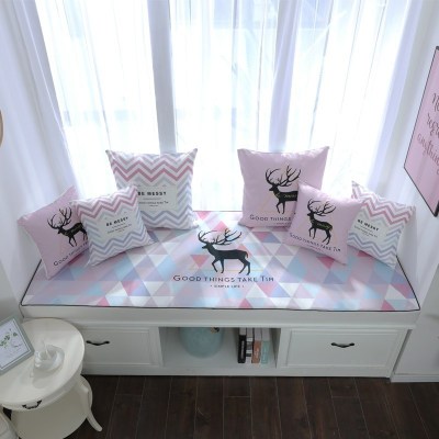 家柏饰(CORATED)北欧高密度乳胶飘窗垫窗台垫定做榻榻米阳台海绵垫沙发毯坐垫 鹿粉 5cm飘窗垫