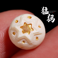 精工猛犸牙雕刻六角星隔珠描金顶珠背云星月金刚菩提手串DIY配饰送女朋友老婆情人节七夕生日礼物