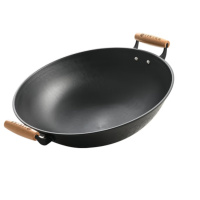 美菱(MeiLing)家用双耳大铁锅陆川手工锻打防烫无涂层炒锅熟铁锅圆底燃气炉42cm