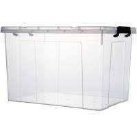 收纳箱 大号60L透明收纳塑料整理箱被子衣服玩具储物箱有盖收纳盒 大号高款单只装