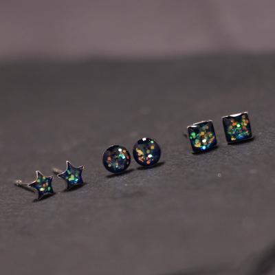 养耳洞新款耳钉女纯银小简约耳饰耳环睡觉免摘迷你耳骨钉星星亮片送女朋友老婆情人节七夕生日礼物