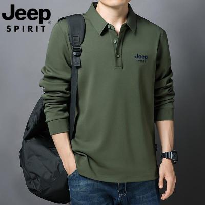 JEEP SPIRIT长袖T恤男翻领宽松大码休闲polo衫1801