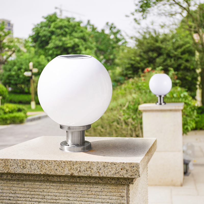 辛羽太阳能灯户外灯柱头灯庭院灯门柱圆球灯家用新农村防水景观别墅灯